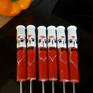 Vintage Set of 6 Hand Painted "Chef" Skewers